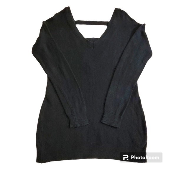 Ruby Moon Soft V-Neck Strappy Back Forest Green Pullover Sweater Sz Large EUC - Picture 3 of 7